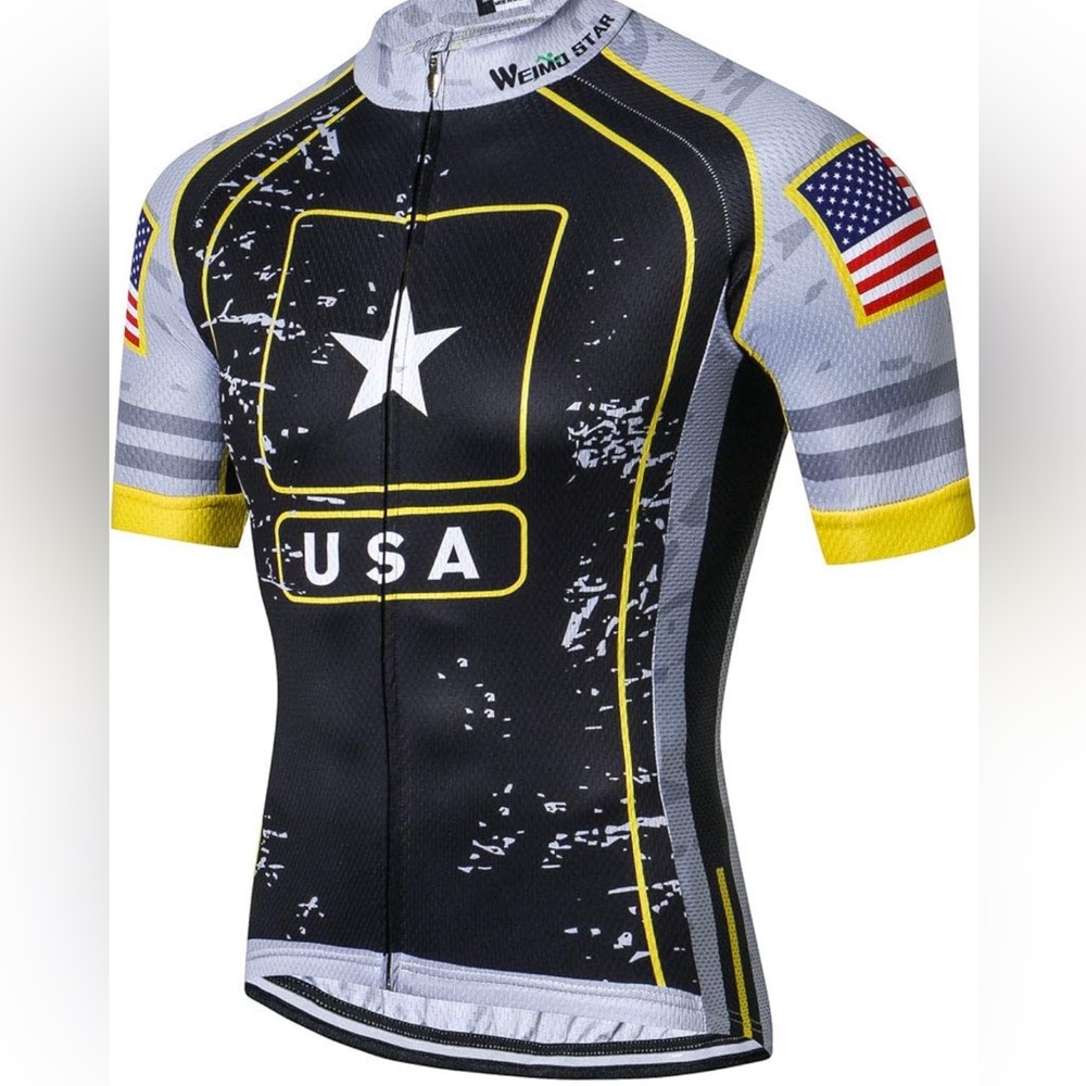 New Pro Full Zipper Men's Cycling Jersey Short Sleeve Riding Shirt USA